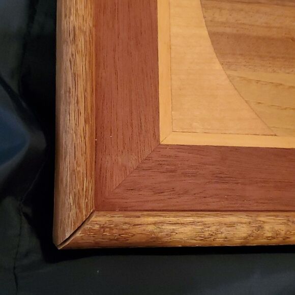 Vintage Yukon Collection Fine Alaskan Marquetry Whale Pod Wood Picture - Picture 4 of 10